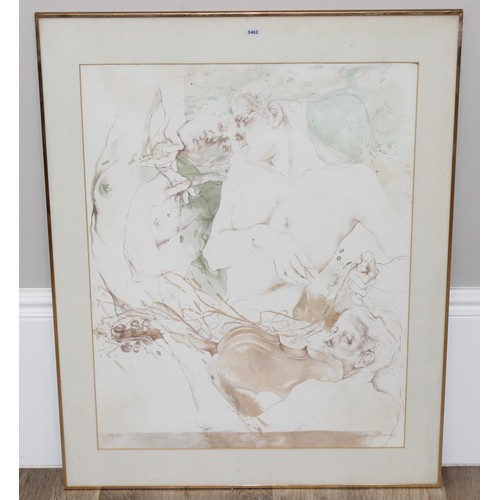 462 - Limited edition abstract print (90/180), indistinctly signed in pencil, in glazed frame, approx 85 x... 