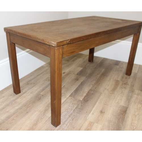 90 - Vintage wooden kitchen table, either oak, ash or elm, approx 150 W x 74 D x 76cm H