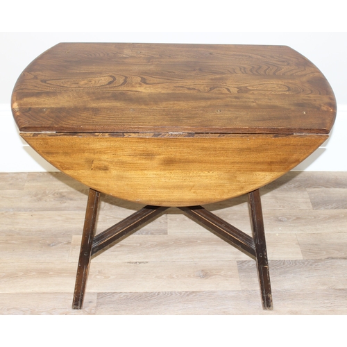 10 - Mid-century Ercol Elm and Beech Old Colonial 377 drop-leaf table, approx 114 W x 103 D x 71cm H