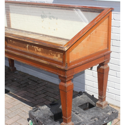 12 - A large early 20th century mahogany museum specimen display cabinet, approx 365cm wide x 70cm deep x... 