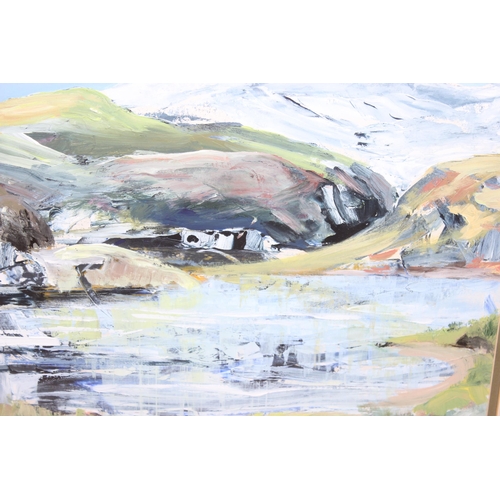 452 - James Hawkins (Scottish b.1954), oil or acrylic on paper or board of an impressionist Loch scene, si... 