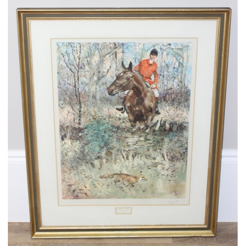 475 - After Michael Lynes (British 1912-1989): Large coloured print titled 'V. I. P', depicting a fox hunt... 