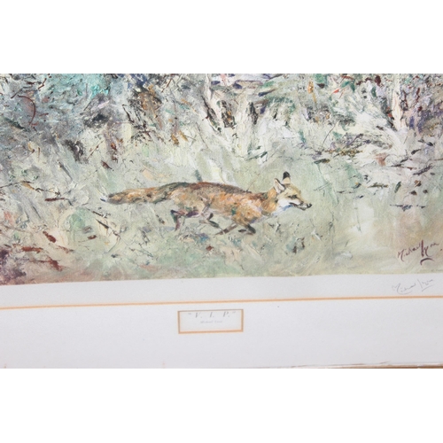 475 - After Michael Lynes (British 1912-1989): Large coloured print titled 'V. I. P', depicting a fox hunt... 