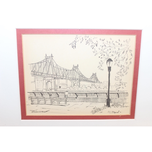 495 - Framed selection of 4 prints by Bill Shepperd of different scenes in New York, signed in pencil by t... 