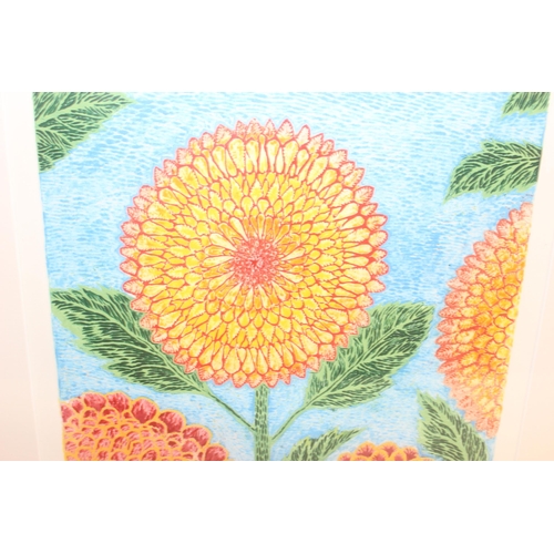 496 - Limited edition print (10/25) entitled 'Artificial Flowers', possibly Dahlias, signed bottom right i... 