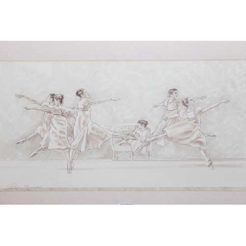 498 - Large sepia coloured drawing/sketch of dancing ballet dancers, signed bottom left Philip Meninsky, d... 