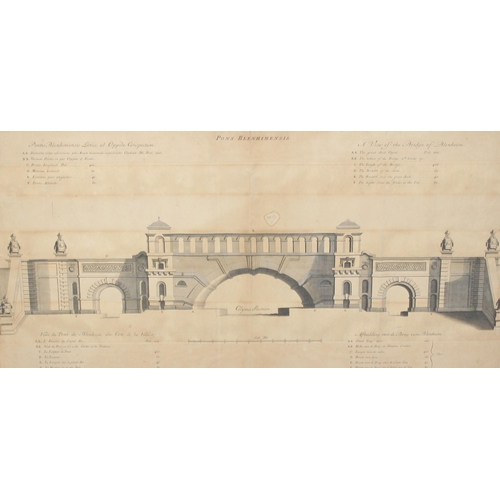 502 - Pieter van Gunst (1658/ 59 - c.1731) antique engraving of Pons Blenhimensis or the bridge at Blenhei... 