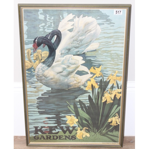 517 - Vintage style Kew Gardens black-necked Swans poster by Emilio Camilio Leopoldi Tafani, original comm... 