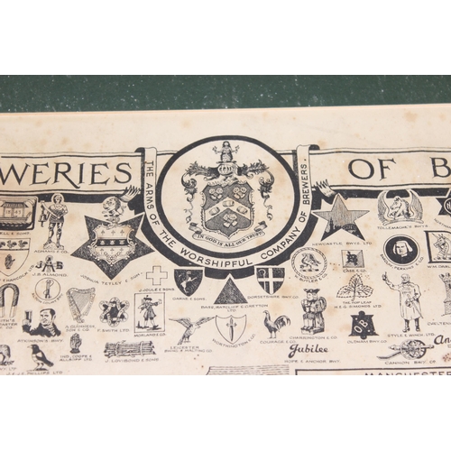 518 - Vintage poster of 'The Breweries of Britain', in glazed frame, approx 81 x 61cm