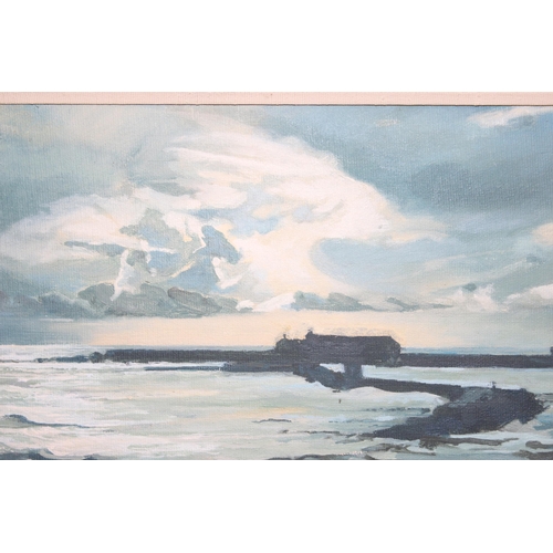 524 - Stewart. T. Darkes (XX): Original oil on board entitled 'The Cob at Lyme Regis', signed bottom right... 