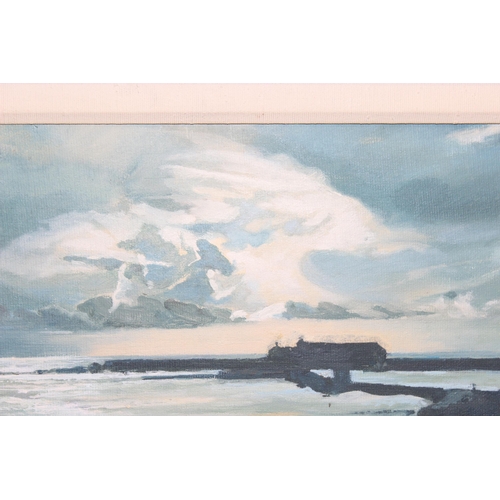 524 - Stewart. T. Darkes (XX): Original oil on board entitled 'The Cob at Lyme Regis', signed bottom right... 