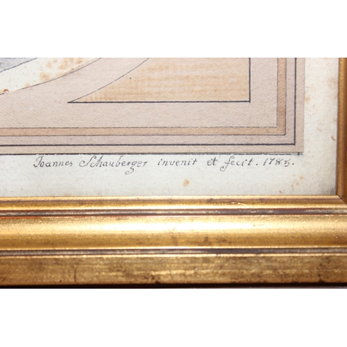 527 - 2 antique pictures, to incl an ink and wash piece by Joannes Schauberger, dated 1785, and a drawing ... 