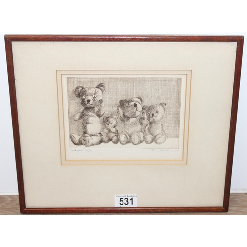 531 - Frans Wesselman (b. 1953): Signed limited edition print (24/60) entitled 'Teddybears', dated '83, in... 