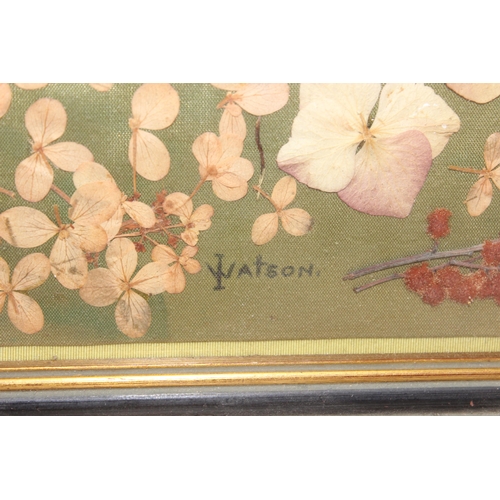 534 - 3 vintage framed collages, depicting flowers, and a landscape scene, all framed, largest approx 46 x... 