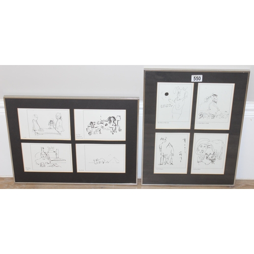 550 - After John Lennon, 8 (2 x 4) framed facsimile prints of sketches to include 