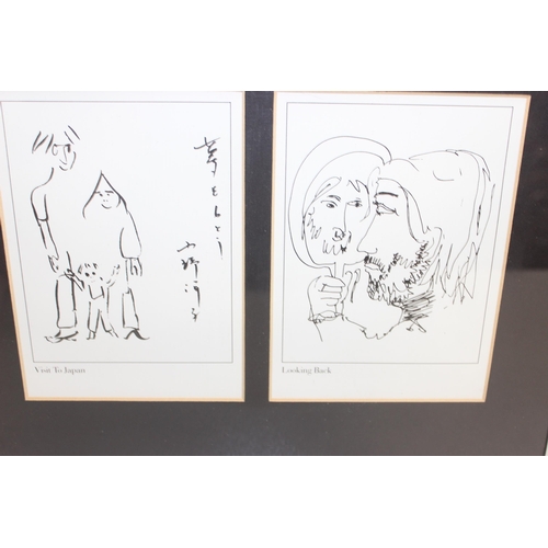 550 - After John Lennon, 8 (2 x 4) framed facsimile prints of sketches to include 