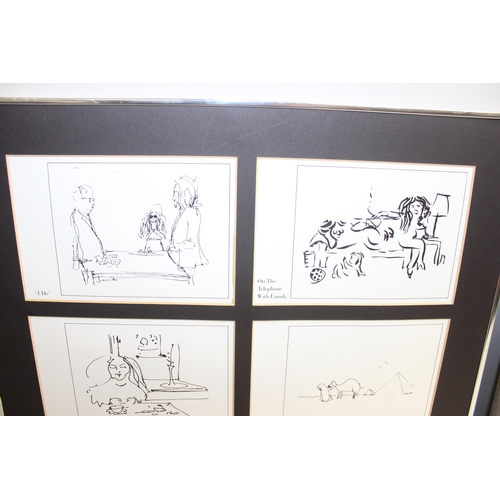 550 - After John Lennon, 8 (2 x 4) framed facsimile prints of sketches to include 