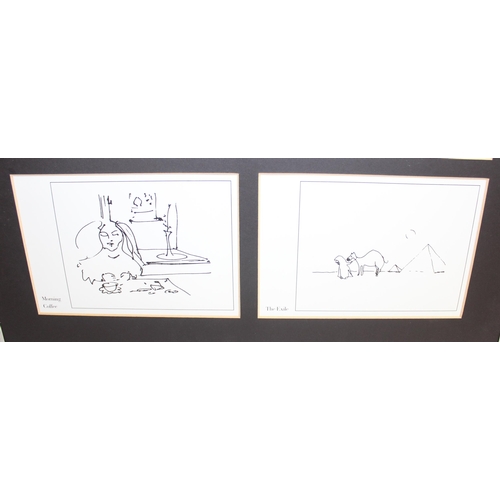 550 - After John Lennon, 8 (2 x 4) framed facsimile prints of sketches to include 