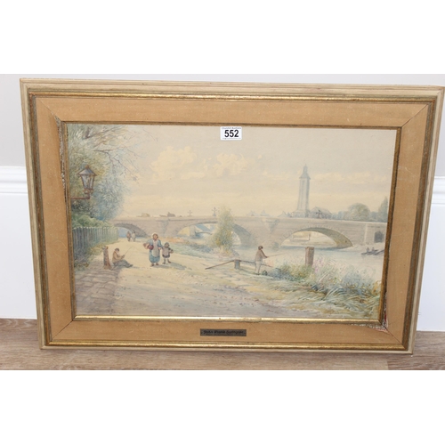 552 - John Frank Swingler, RA (British, fl. c. 1886-1909): Antique watercolour of a riverbank 
 scene, sig... 