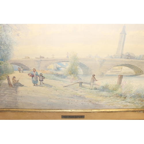 552 - John Frank Swingler, RA (British, fl. c. 1886-1909): Antique watercolour of a riverbank 
 scene, sig... 