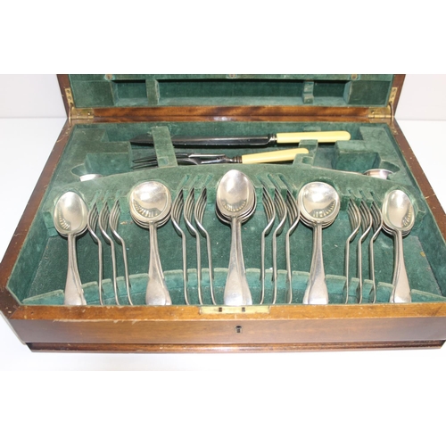 1020 - Art Deco period Cooper Brothers & Sons Ltd canteen of silver-plated cutlery in walnut case