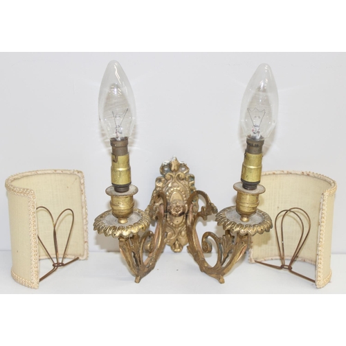 234 - Assorted wall lights, to incl 2-branch classical style, with a number of suitable sized shades etc