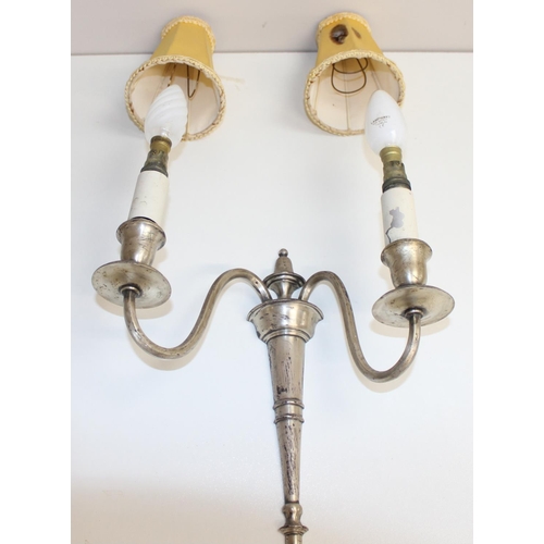 234 - Assorted wall lights, to incl 2-branch classical style, with a number of suitable sized shades etc