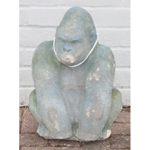 301 - Concrete garden ornament of a silverback gorilla, approx 46cm H