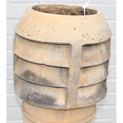 307 - Antique clay vented chimney pot, approx 92cm H