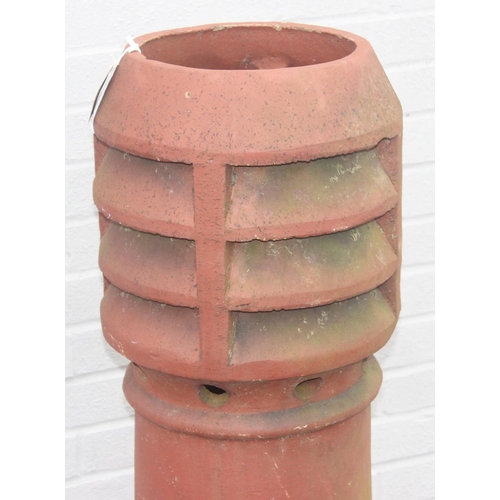 309 - Large terracotta vented chimney pot, approx 108cm