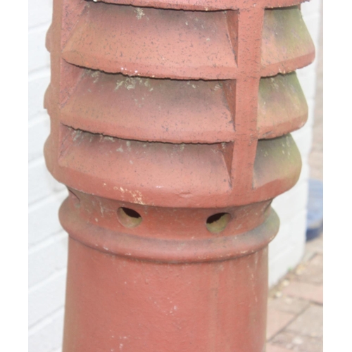 309 - Large terracotta vented chimney pot, approx 108cm