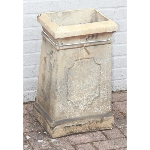 311 - Antique square top chimney pot, approx 35cm W x 27cm D x 62cm H