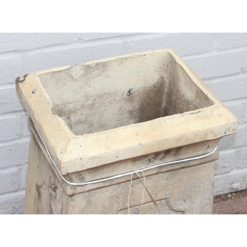 311 - Antique square top chimney pot, approx 35cm W x 27cm D x 62cm H