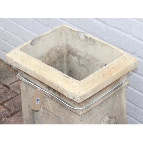 311 - Antique square top chimney pot, approx 35cm W x 27cm D x 62cm H