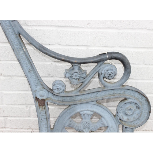 316 - Pair of cast iron bench ends, with thistle motif design, approx 88cm H