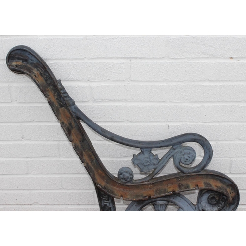 316 - Pair of cast iron bench ends, with thistle motif design, approx 88cm H