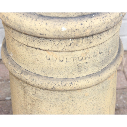 317 - 2 clay chimney pots, the smaller marked Doulton and the other with Bishop's hat design, tallest appr... 