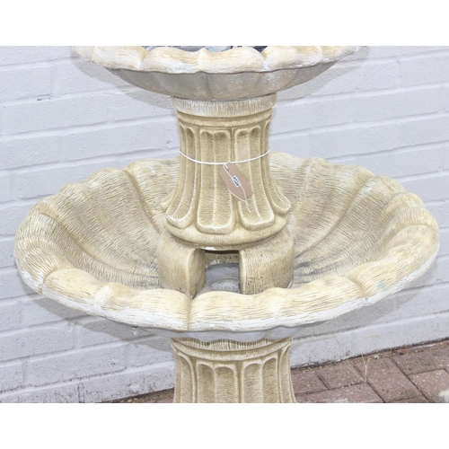 320 - 5-piece 2-tier concrete garden fountain, approx 75cm diameter x 105cm tall