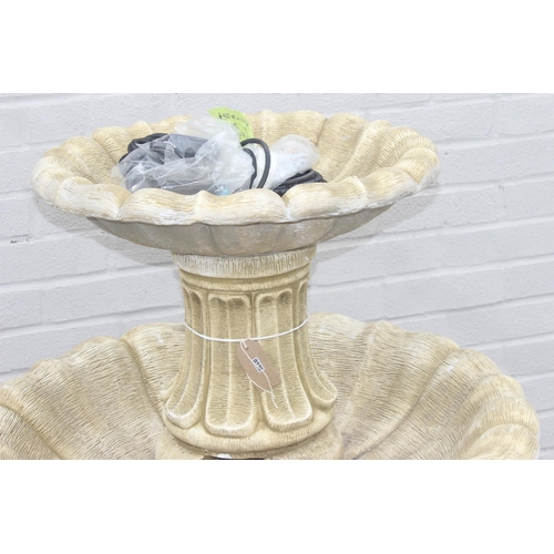 320 - 5-piece 2-tier concrete garden fountain, approx 75cm diameter x 105cm tall