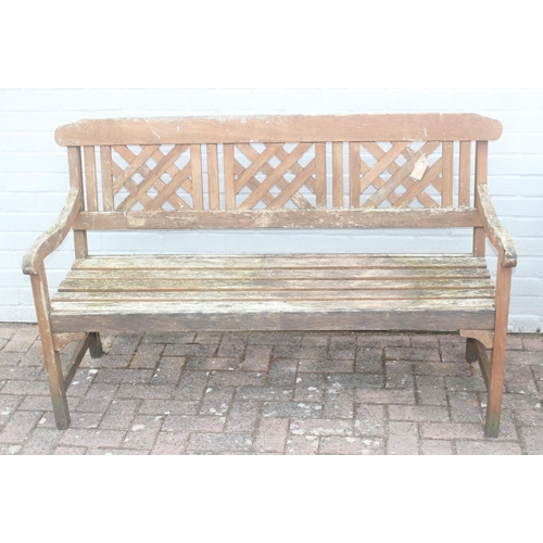 324 - Teak oblong garden table for John Lewis, approx 180cm x 90cm x 75cm, and a teak garden bench (2)