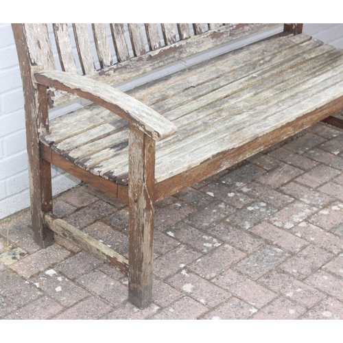 326 - Teak garden table, approx 160cm x 105 x 75cm, and a wooden garden bench (2)