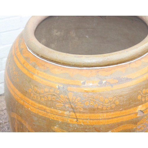 330 - Extremely large glazed planter with Oriental dragon decoration, 1 of 2 (similar) in the sale, approx... 