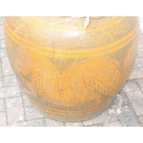 330 - Extremely large glazed planter with Oriental dragon decoration, 1 of 2 (similar) in the sale, approx... 