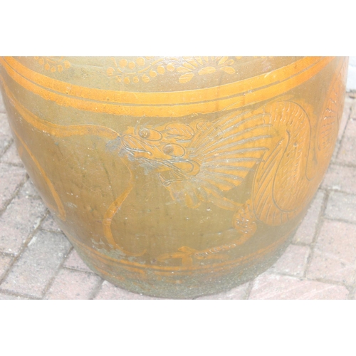 331 - Extremely large glazed planter with Oriental dragon decoration, 2 of 2 (similar) in the sale, approx... 