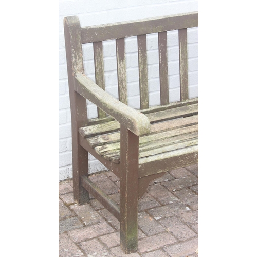 334 - Painted teak garden bench, approx 120cm W x 60 D x 88cm H