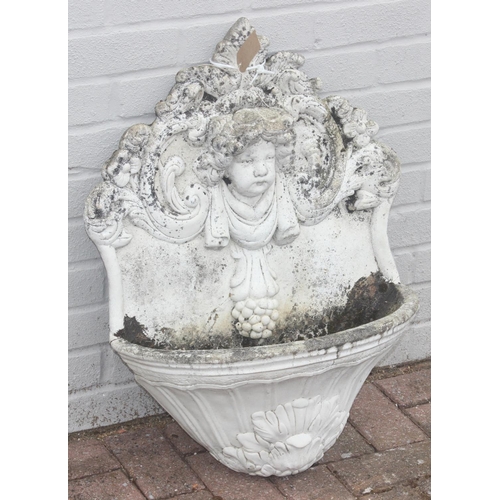 335 - Wall mountable concrete wall planter/fountain in the classical style, approx 71cm x 55cm