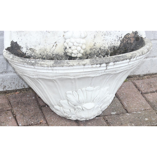 335 - Wall mountable concrete wall planter/fountain in the classical style, approx 71cm x 55cm