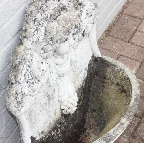 335 - Wall mountable concrete wall planter/fountain in the classical style, approx 71cm x 55cm