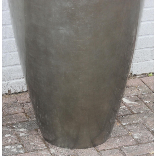 346 - A large distressed silver or champagne coloured fiberglass garden pot of inverted conical form, appr... 