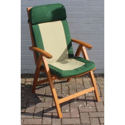 384 - Wooden folding garden chair with reclining/adjustable back